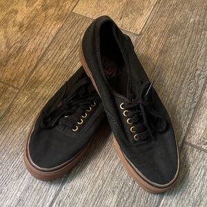 Vans Men's Black and Brown Canvas Sneakers